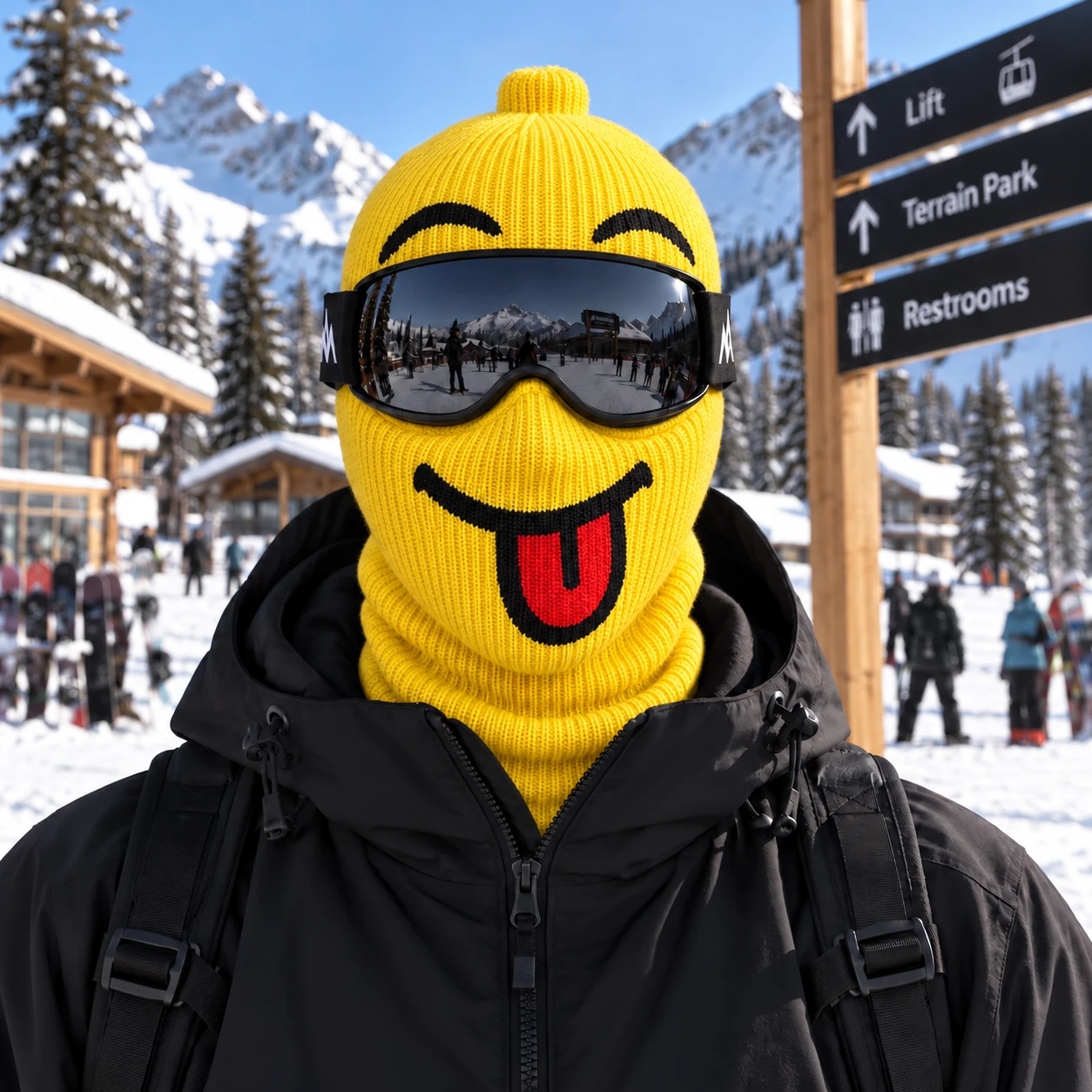 Yellow Lego Head ski mask